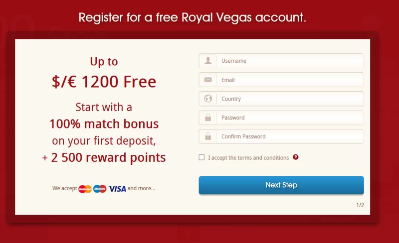 How to sign-up for Royal Vegas Casino?