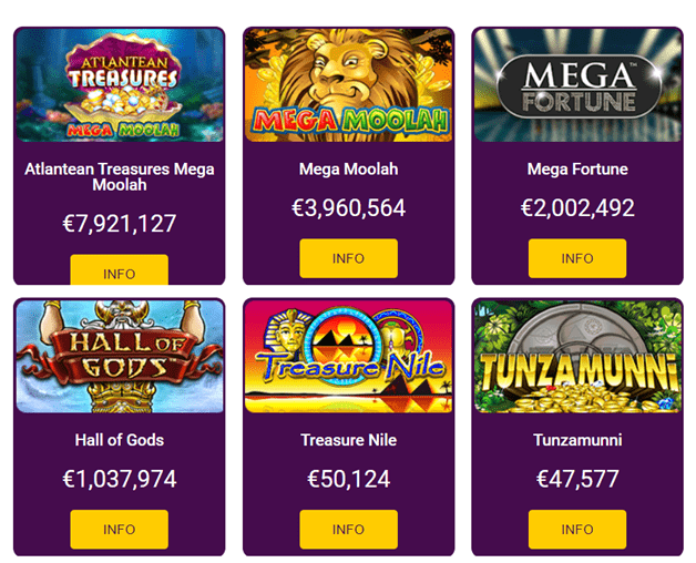 Jackpot games at No Deposit Online Casino