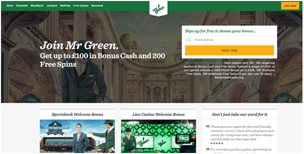 Mr Green Online casino for Irish punters