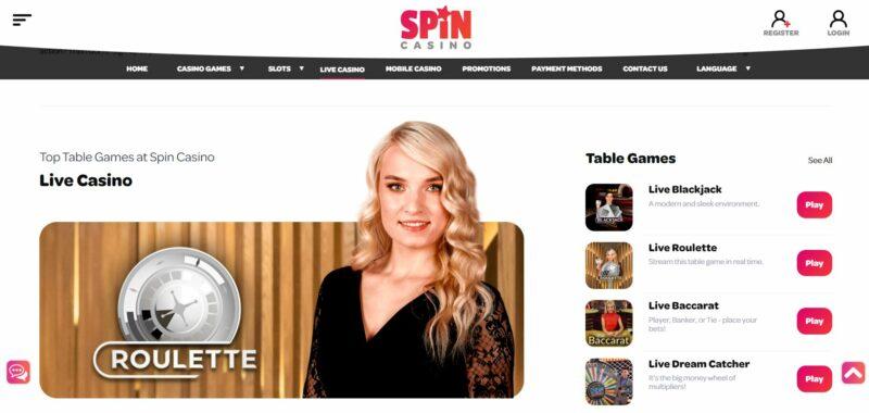 Spin Live Casino Ireland